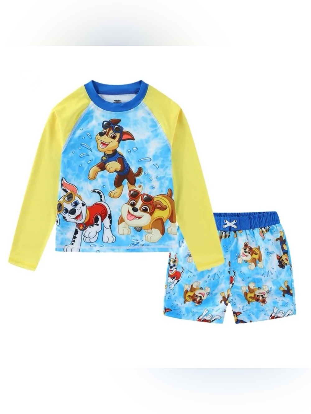 Paw Patrol 2-Piece Rash Guard Swim Set Chase Marshall Boys Size 6